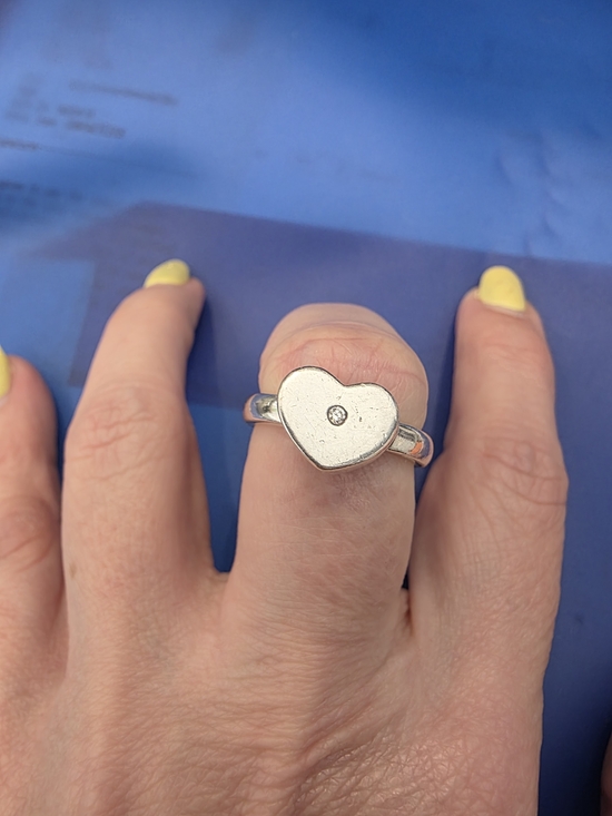 Tiffany & Co. Jewelry - Tiffany & Co. Silver Heart Signet Ring with Center Diamond